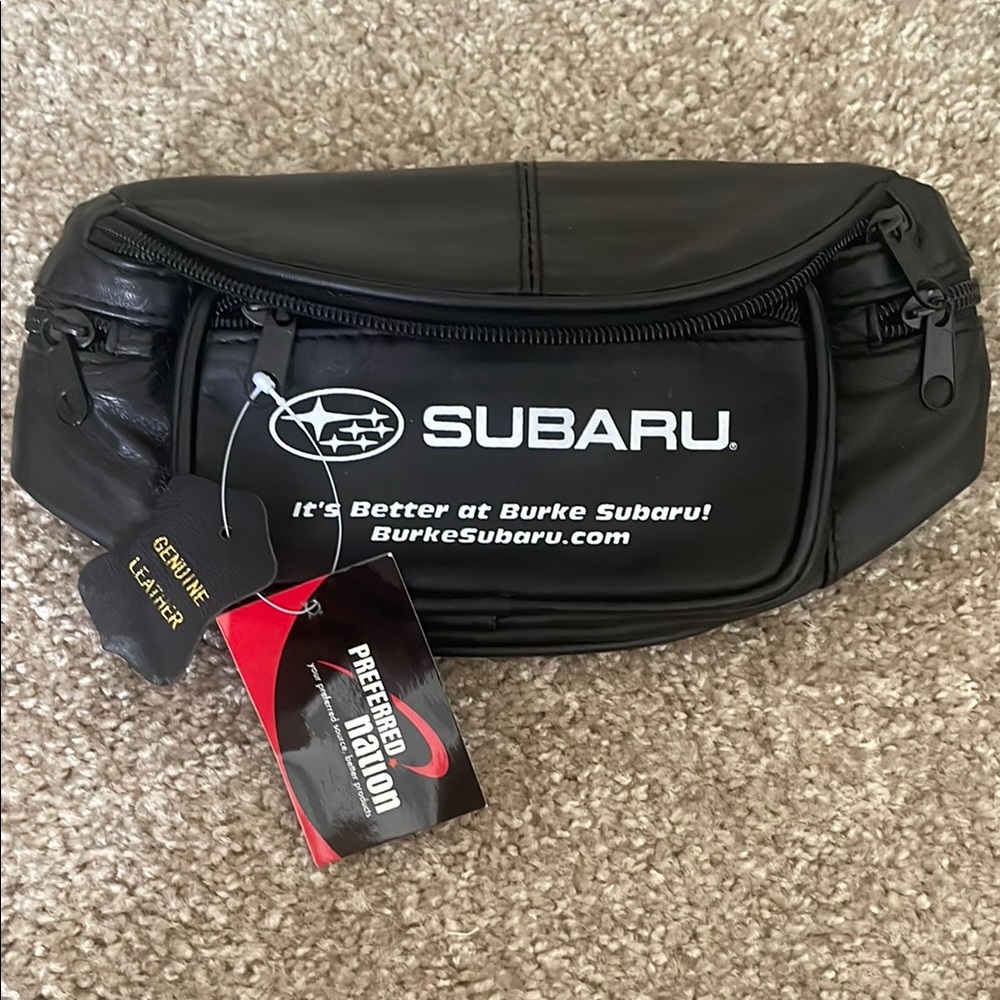 Black Leather Fanny Pack Subaru Bag